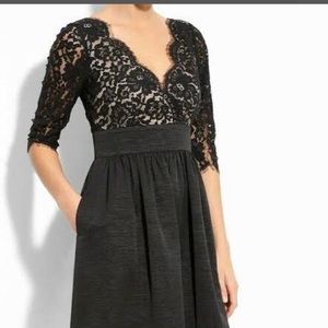 Eliza J black lace & faille cocktail dress
